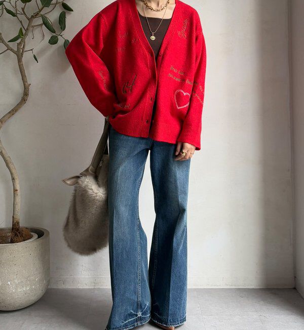  「【WEB限定】 刺繍ニットカーディガン」|カーディガン|