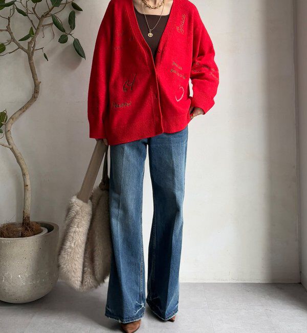  「【WEB限定】 刺繍ニットカーディガン」|カーディガン|