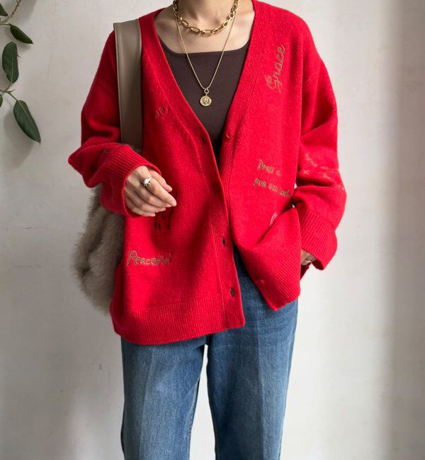  「【WEB限定】 刺繍ニットカーディガン」|カーディガン|