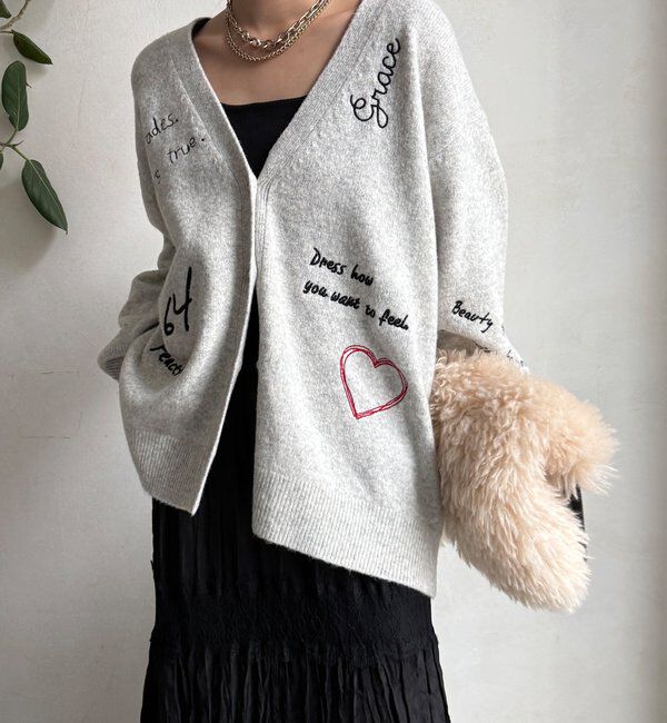  「【WEB限定】 刺繍ニットカーディガン」|カーディガン|