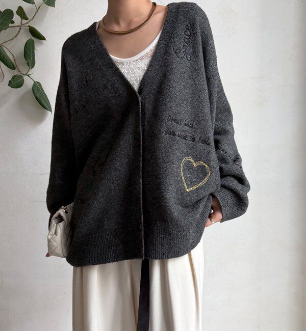 「【WEB限定】 刺繍ニットカーディガン」|カーディガン|