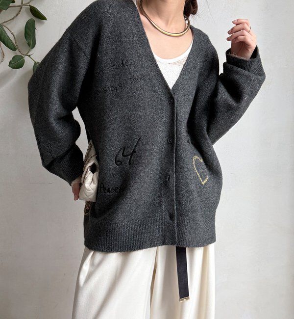  「【WEB限定】 刺繍ニットカーディガン」|カーディガン|