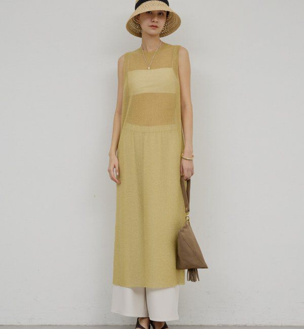  「ラメニットドレス」|ワンピース|ゴールド