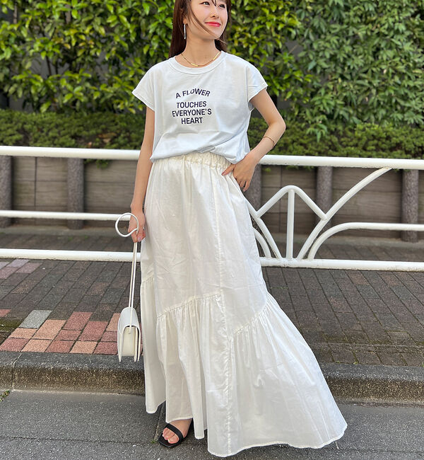 Rouge vif「コットンボイルスモッキングマキシスカート」|スカート|