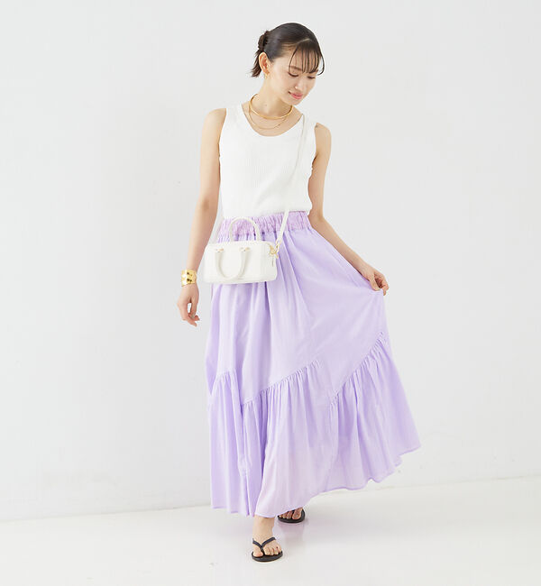 Rouge vif「コットンボイルスモッキングマキシスカート」|スカート|