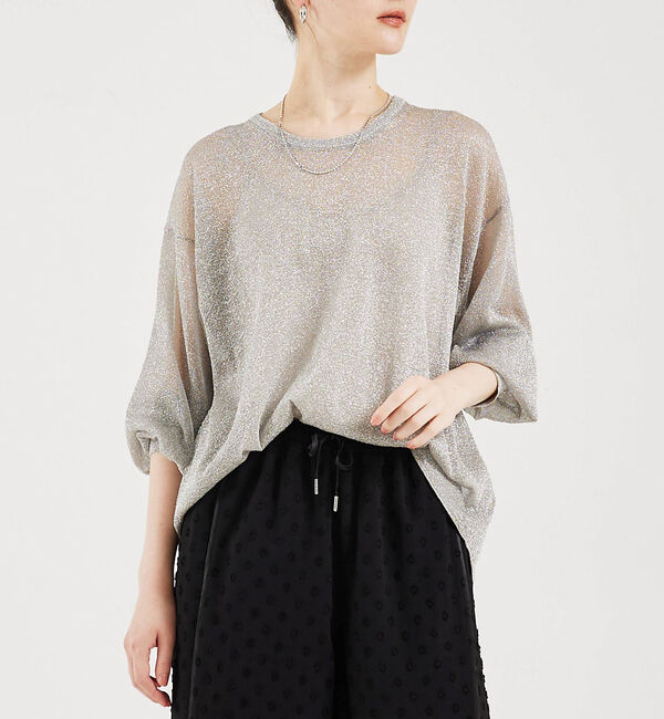 qualite「ラメシアーニットプルオーバー」|ニット・セーター|シルバー