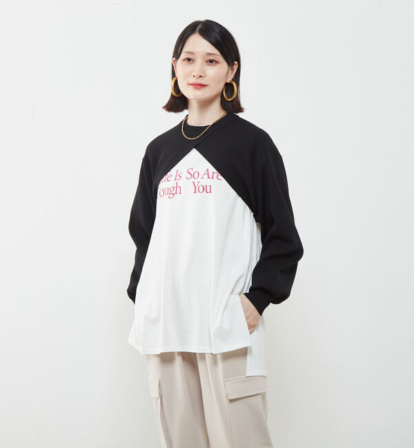 Soffitto「短丈レイヤードニット」|ニット・セーター|ブラック