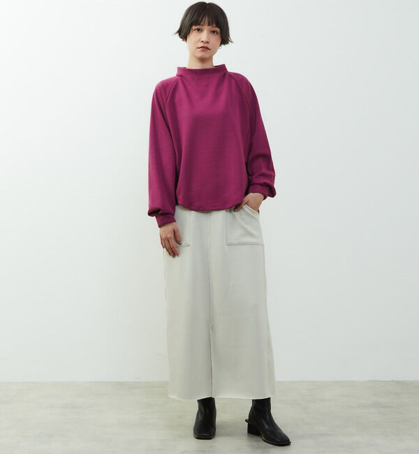 Soffitto「【nota della mano sinistra（ノータ デラ マノ シニストラ）】素材切替オフタートップス」|Tシャツ・カットソー|