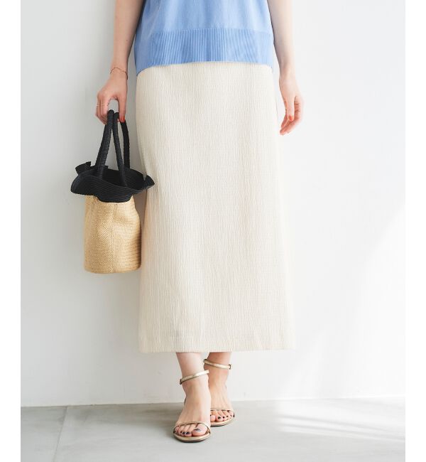 le.coeur blanc「ふくれジャガードタイトスカート」|タイト|アイボリー