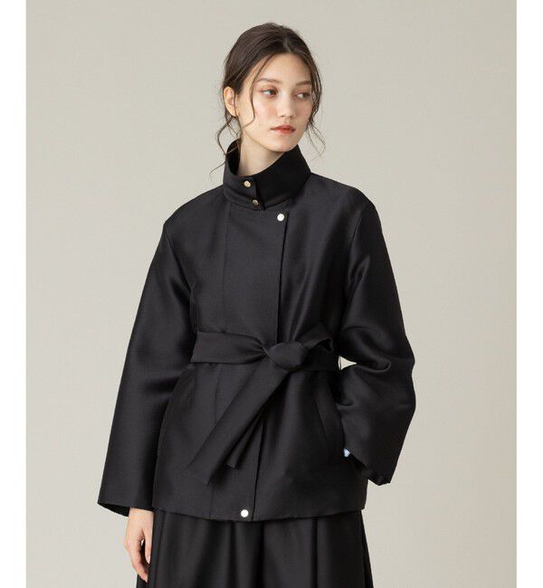 LOULOU WILLOUGHBY「【LOULOU WILLOUGHBY】シルキーダブルクロスブルゾン」|ブルゾン・スタジャン|ブラック