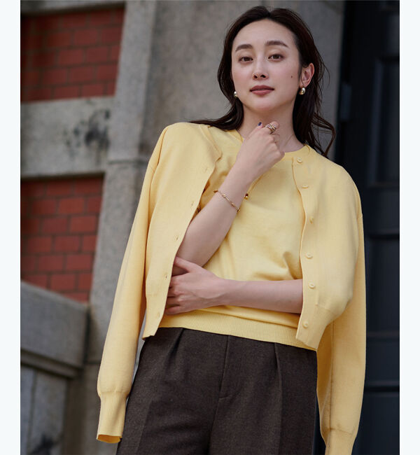 ur's「クルーネックベーシックニットカーディガン」|カーディガン|イエロー