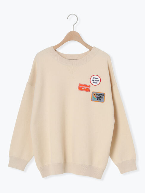 Samansa Mos2「ワッペン付スウェットライクニット」|ニット・セーター|