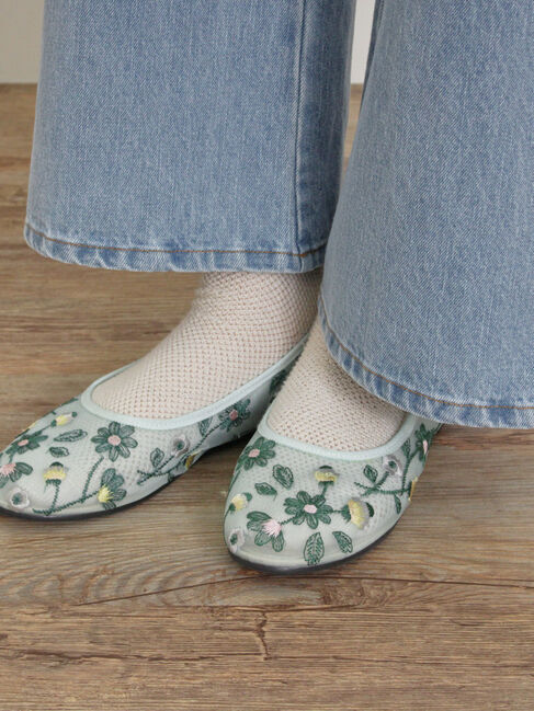 Samansa Mos2「花柄刺繍シアーシューズ」|ビジネス・ドレスシューズ|