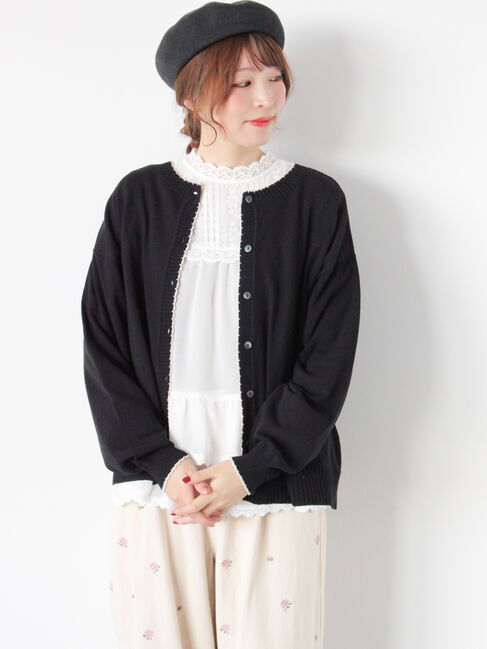 Samansa Mos2「配色スカラップカーディガン」|カーディガン|