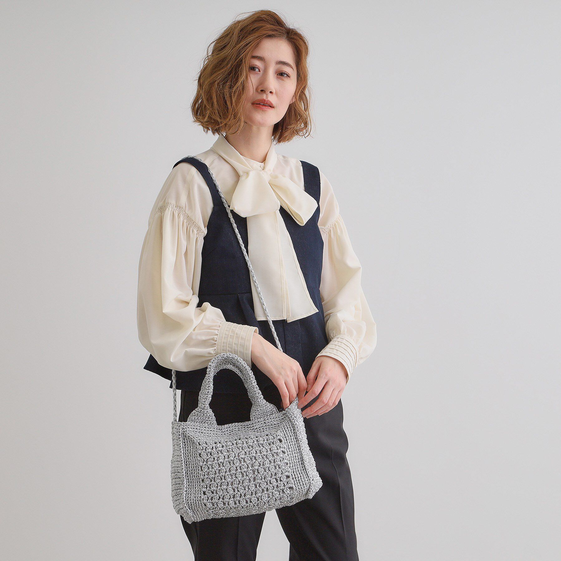 grove「【雑誌掲載】ラメコードスクエア2WAYトート」|トートバッグ|