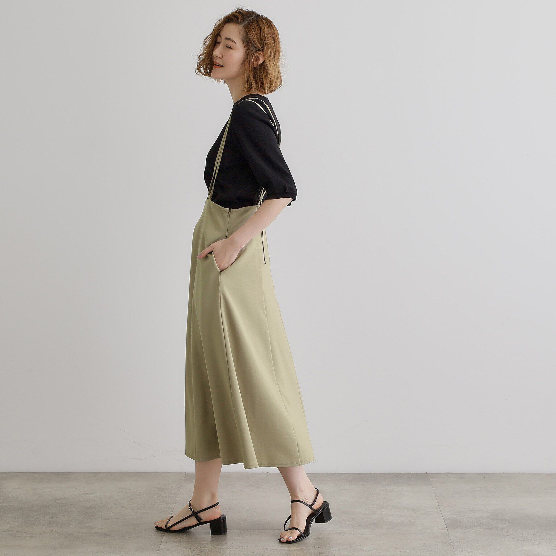 grove「ダブルストラップフレアスカート」|スカート|