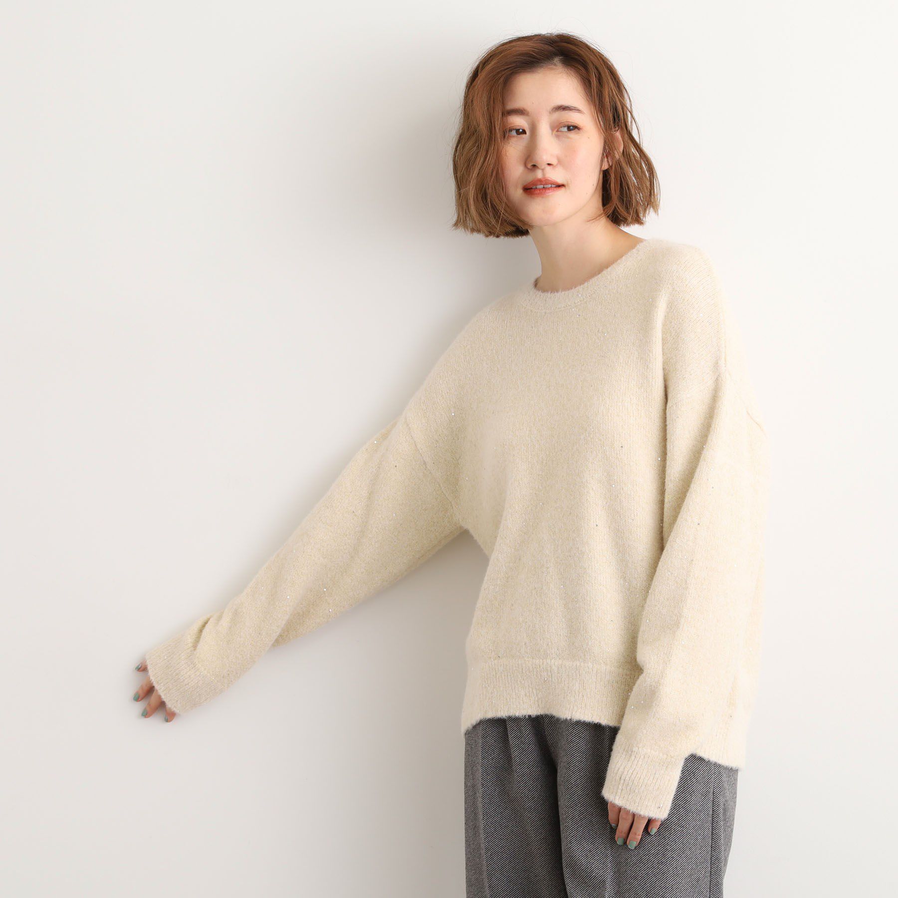 grove「華やぎ冬ニット　ミニスパンコールフェザーニット」|ニット・セーター|
