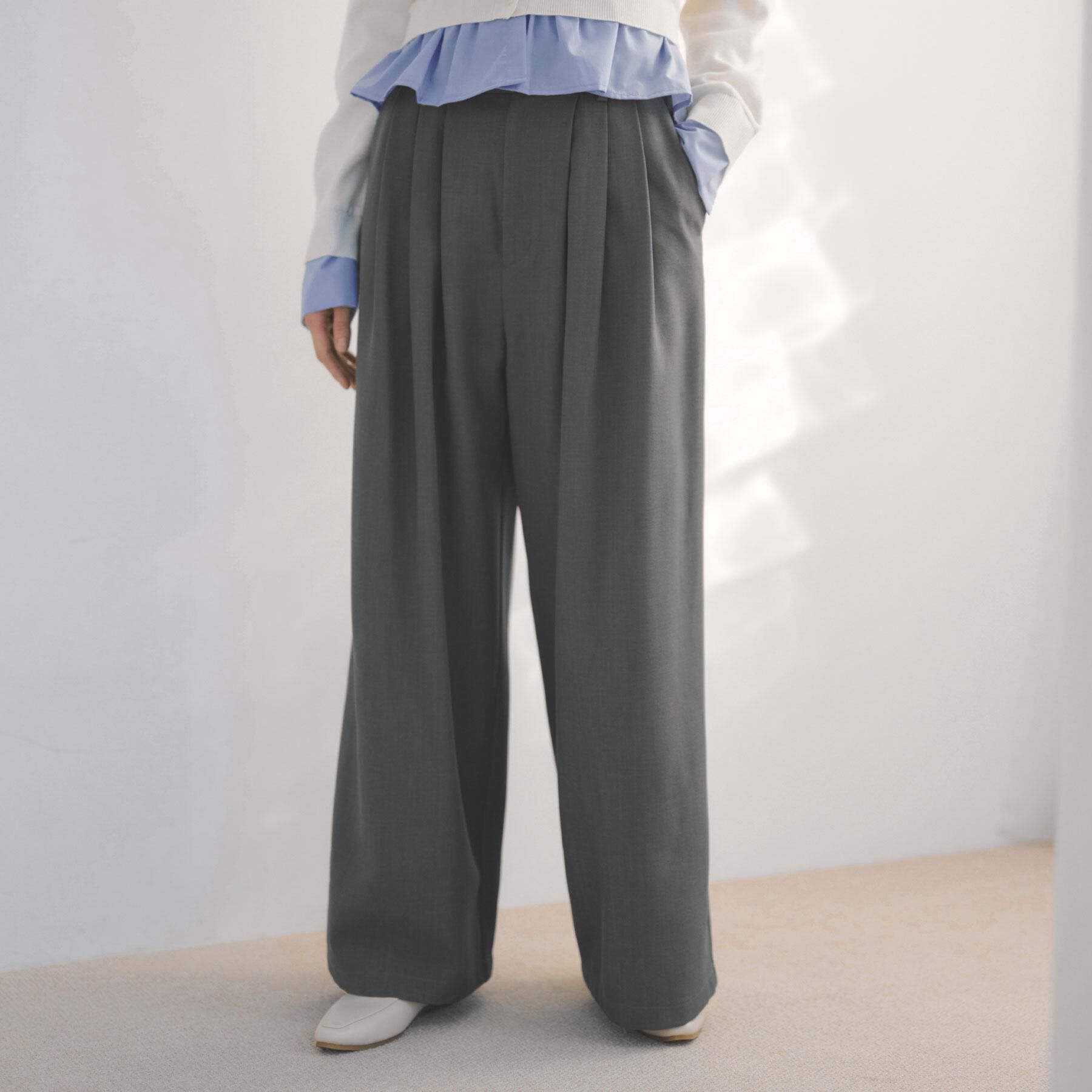 OPAQUE.CLIP「美脚ストレッチ イージータックワイドパンツ【洗濯機OK】」|その他|