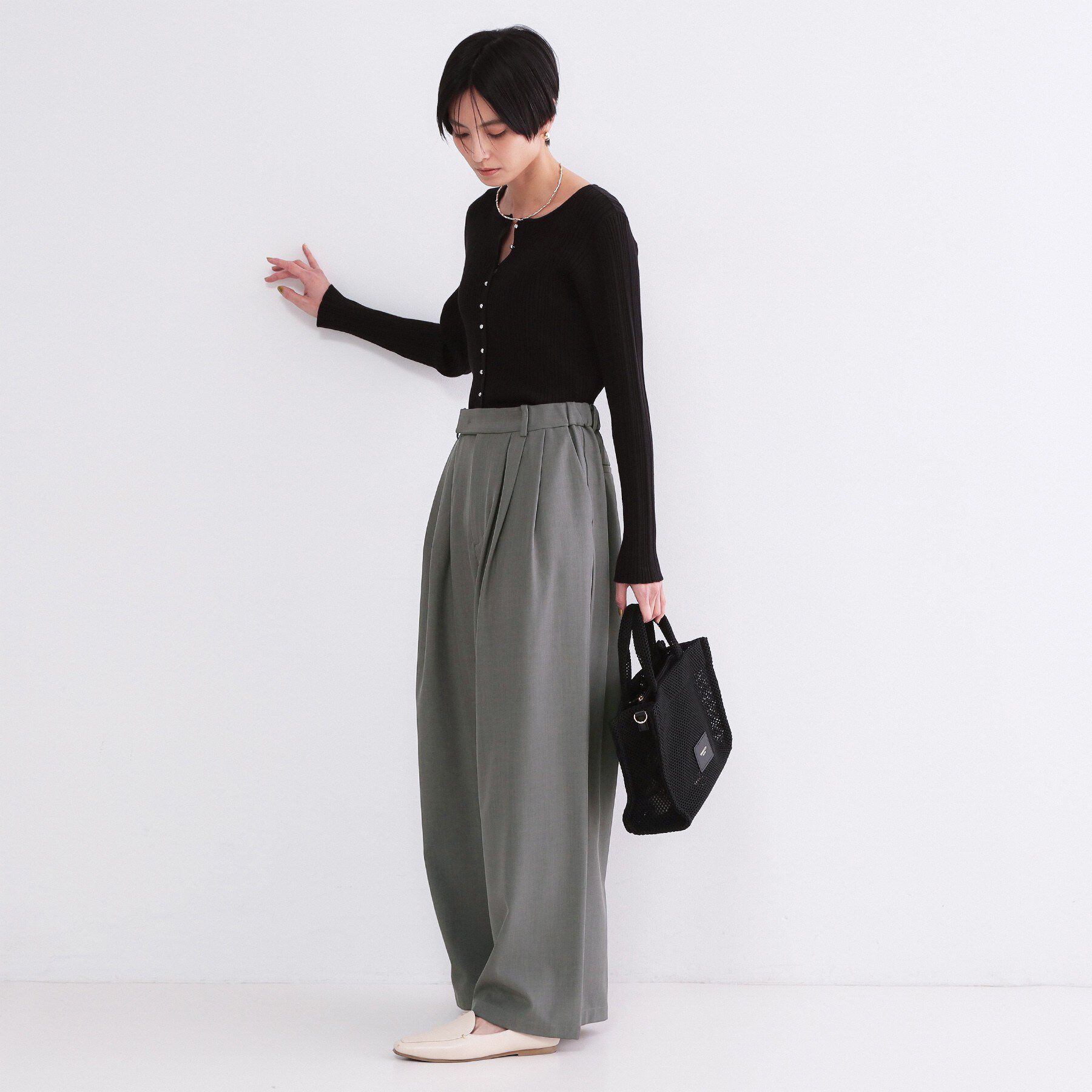 OPAQUE.CLIP「美脚ストレッチ イージータックワイドパンツ【洗濯機OK】」|その他|