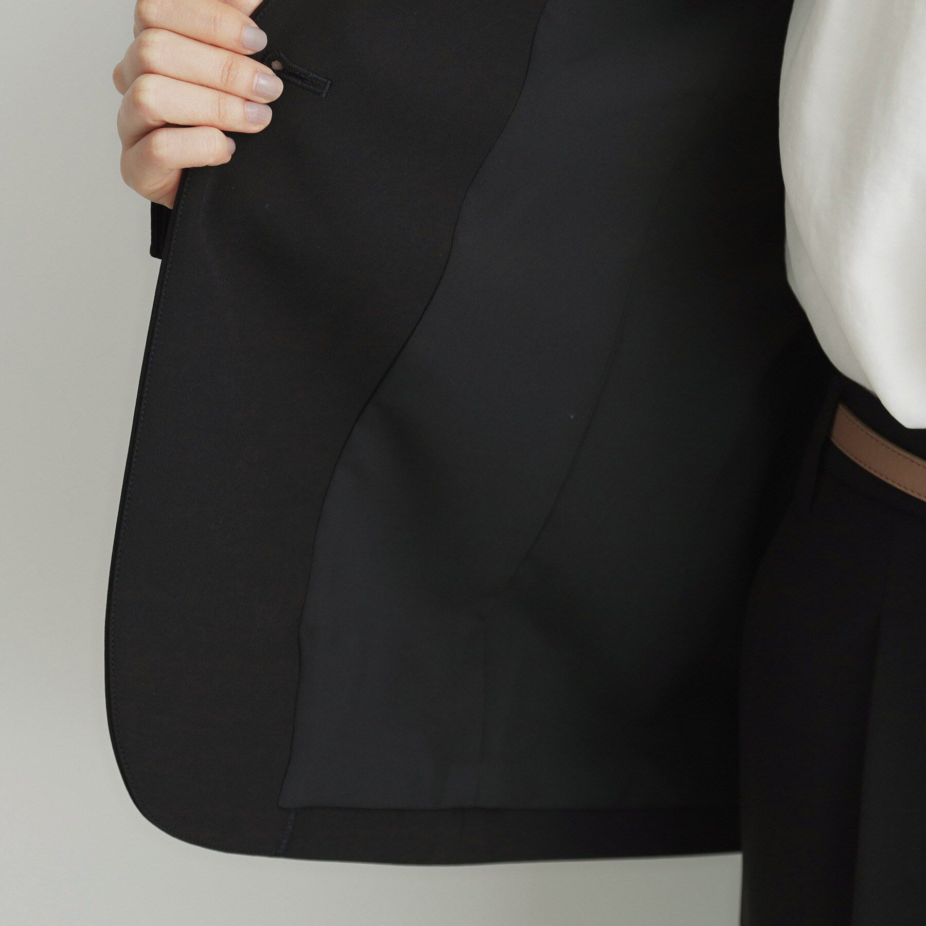 THE SHOP TK「【汚れ防止／シワになりにくい／セレモニー／通勤】ダブルクロスノーカラージャケット／洗える／サスティナ」|ノーカラージャケット|