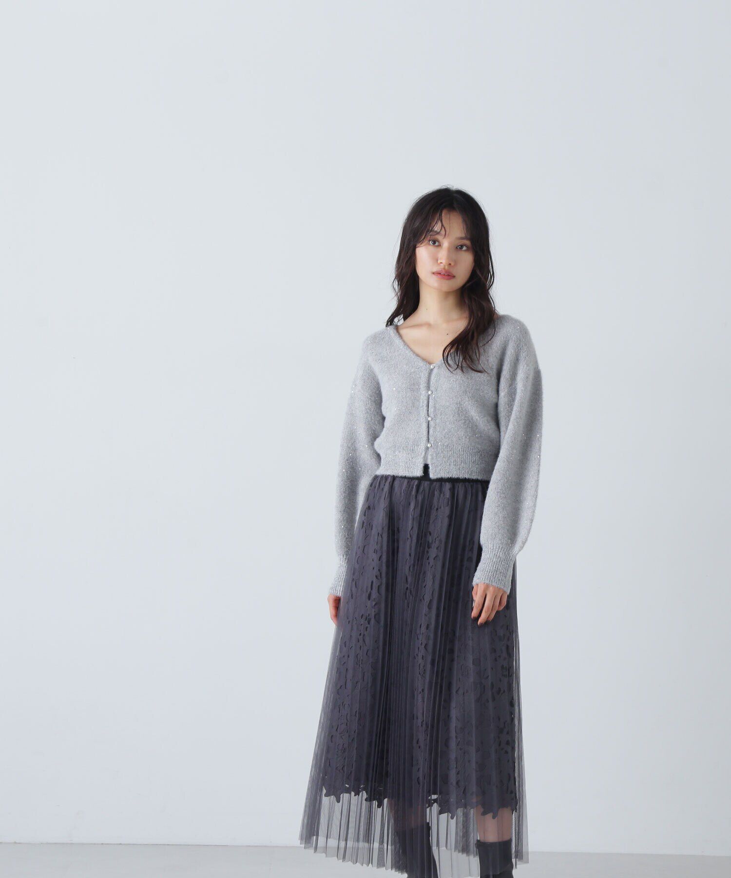  「レースレイヤードチュールスカート」|スカート|