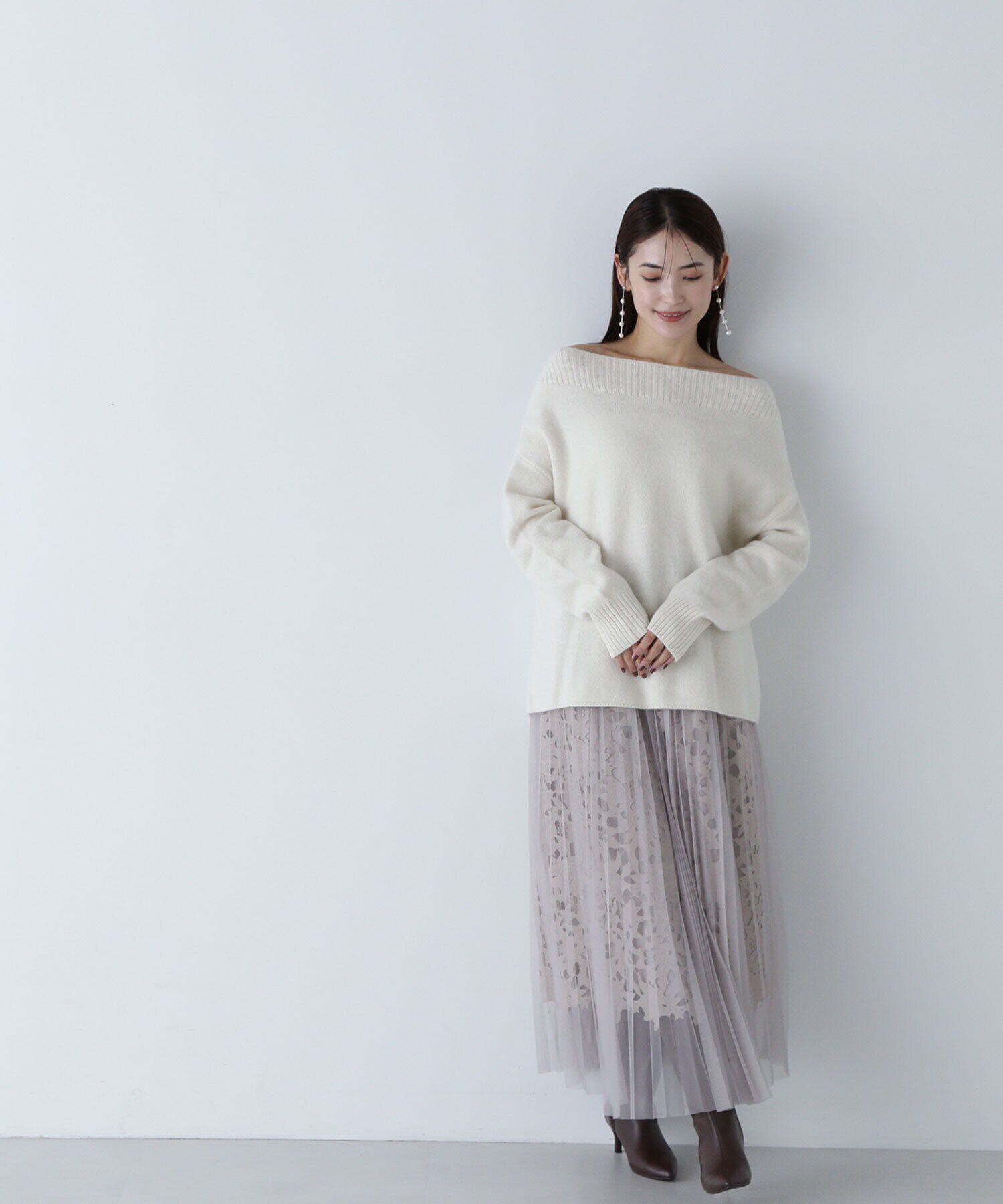  「レースレイヤードチュールスカート」|スカート|