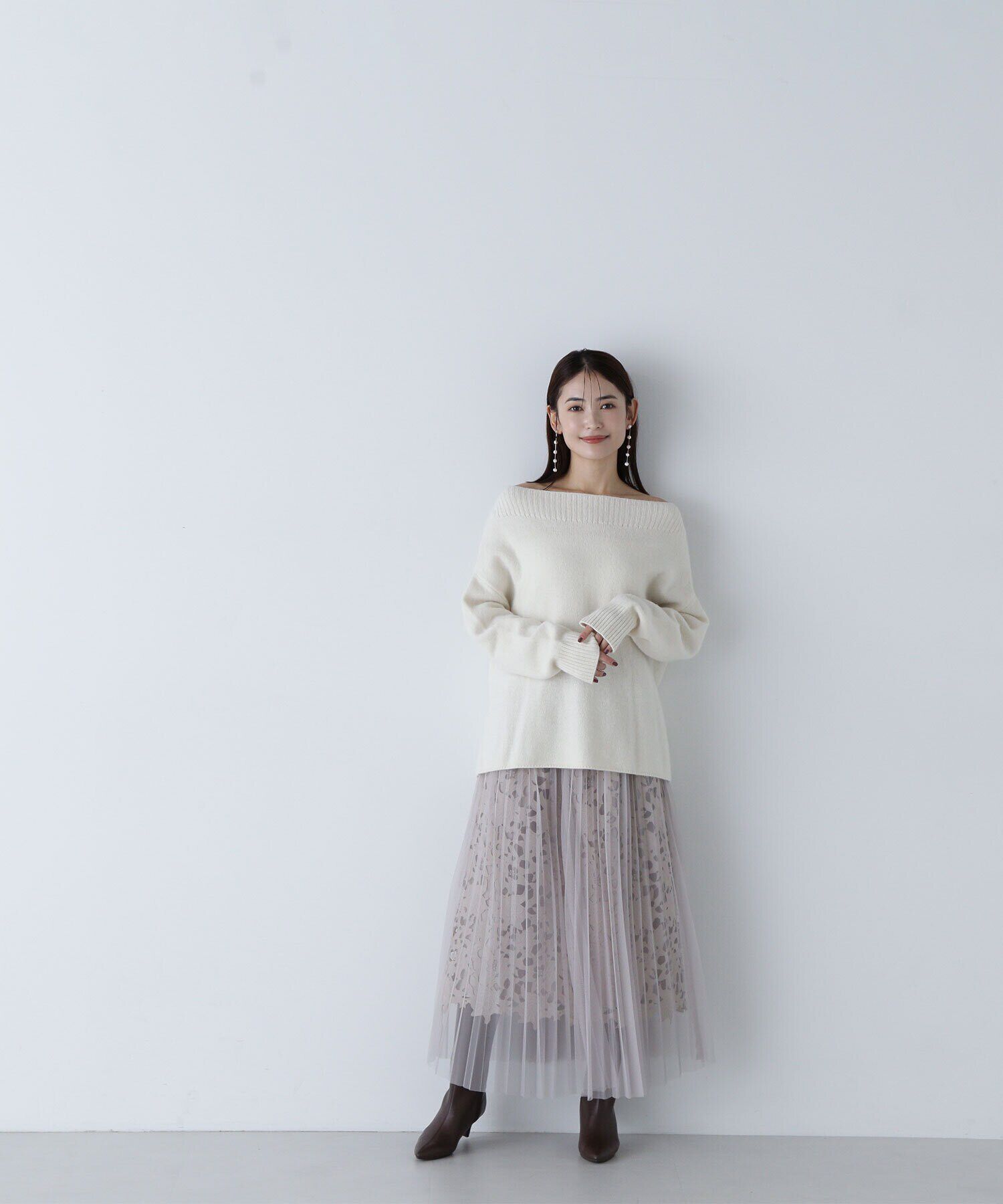  「レースレイヤードチュールスカート」|スカート|