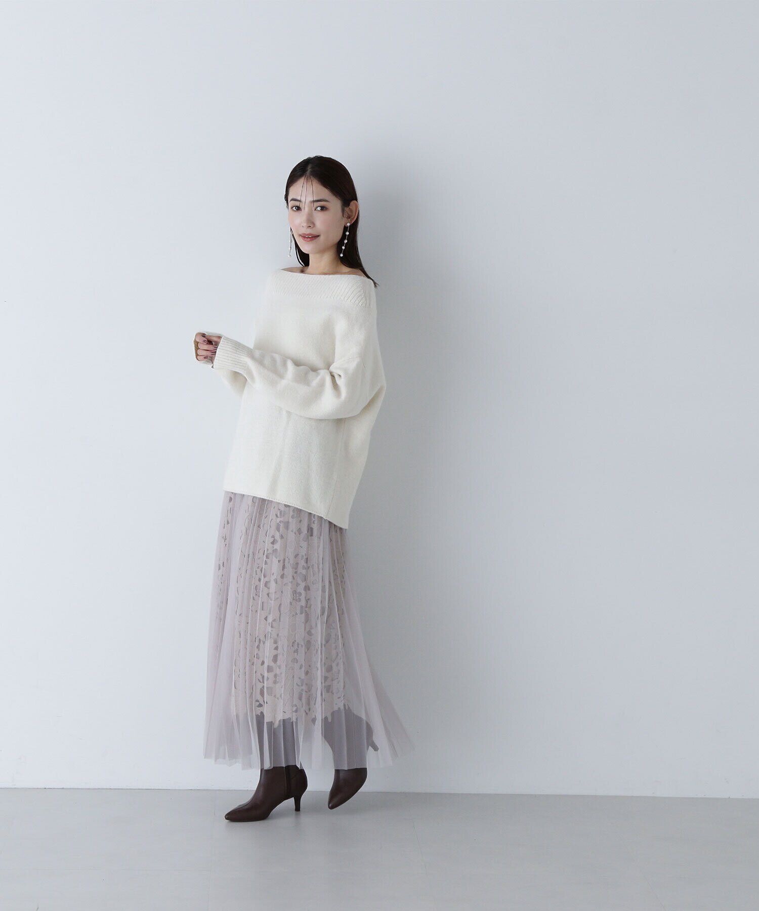  「レースレイヤードチュールスカート」|スカート|