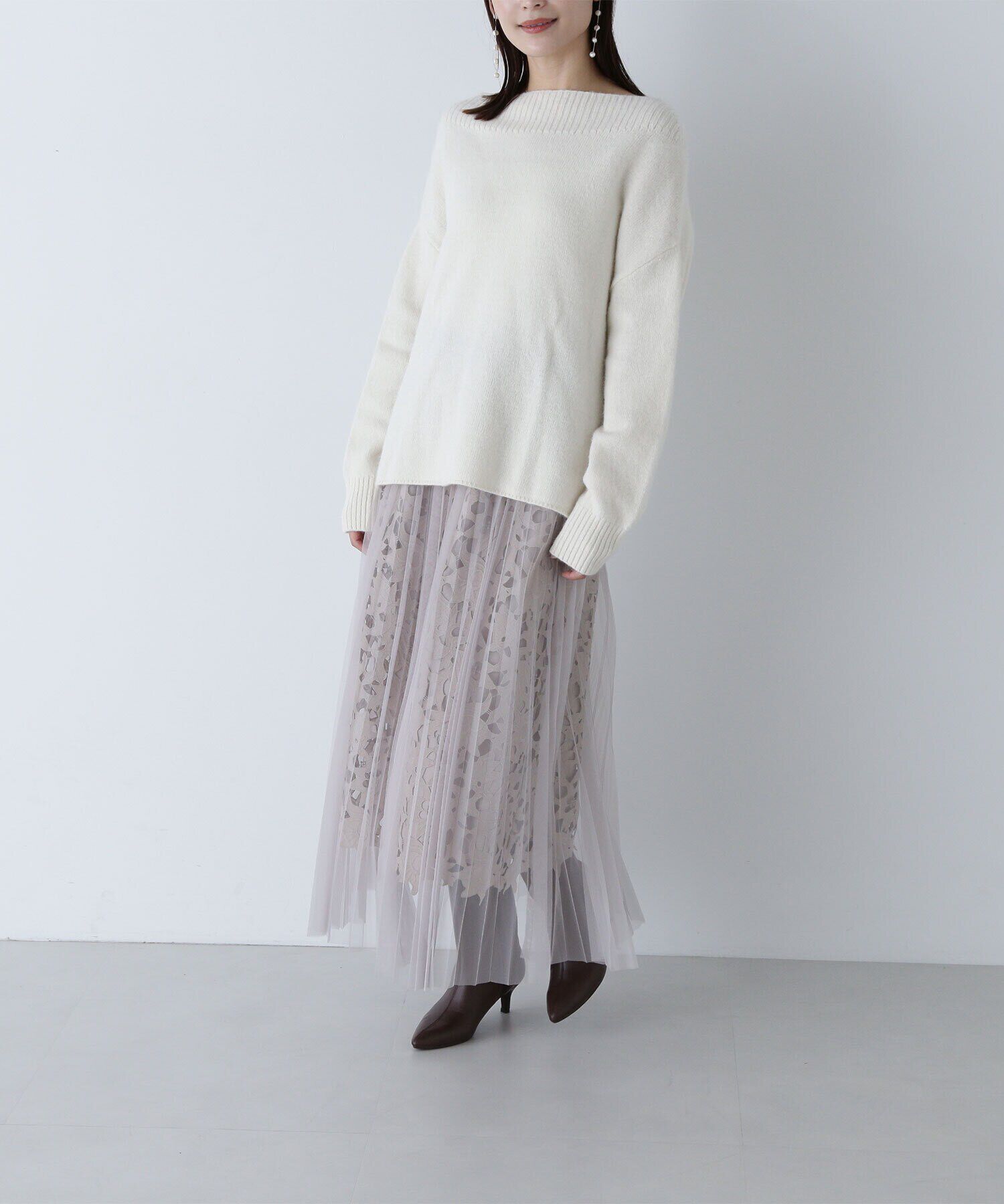  「レースレイヤードチュールスカート」|スカート|
