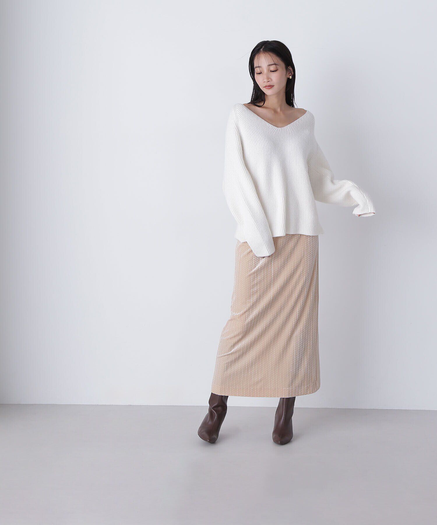  「ベロアジャガードナロースカート」|スカート|