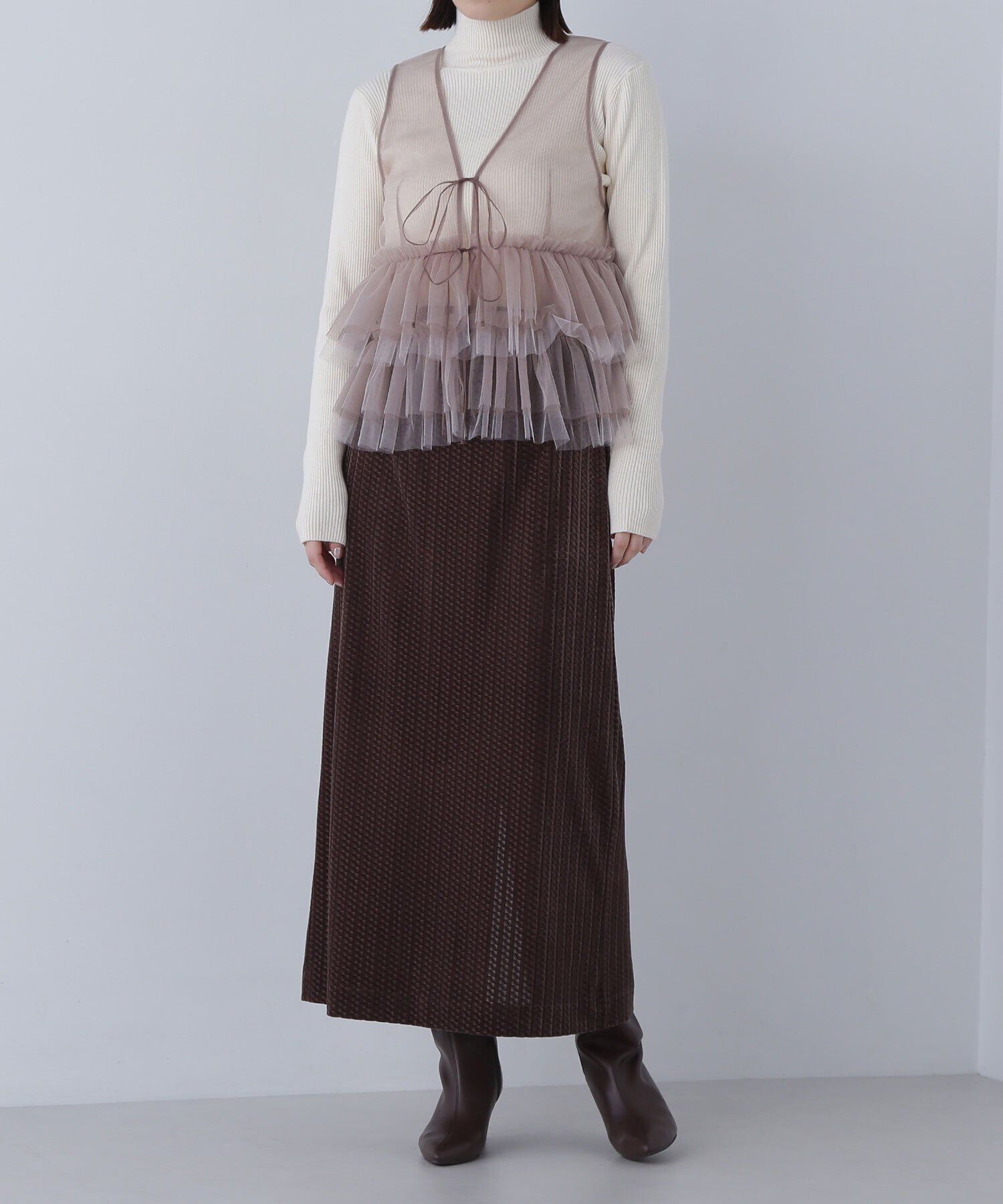  「ベロアジャガードナロースカート」|スカート|