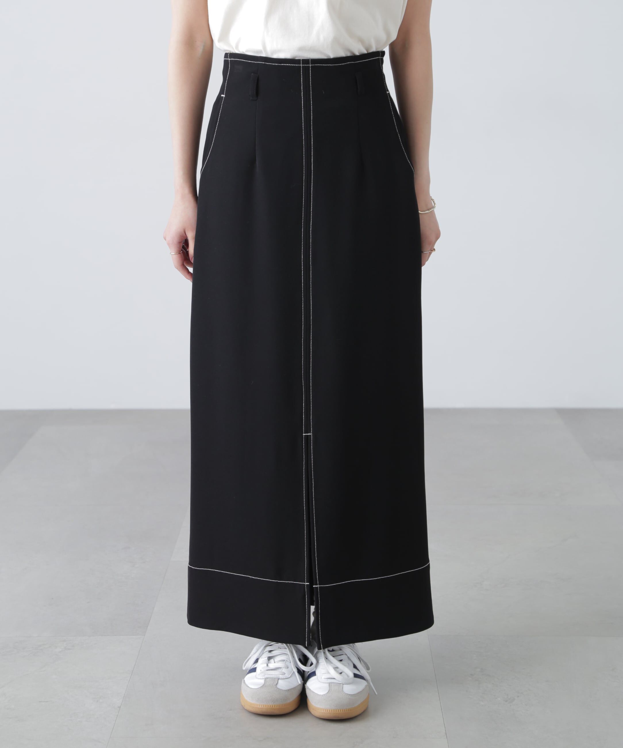  「配色ステッチハイウエストナロースカート」|スカート|
