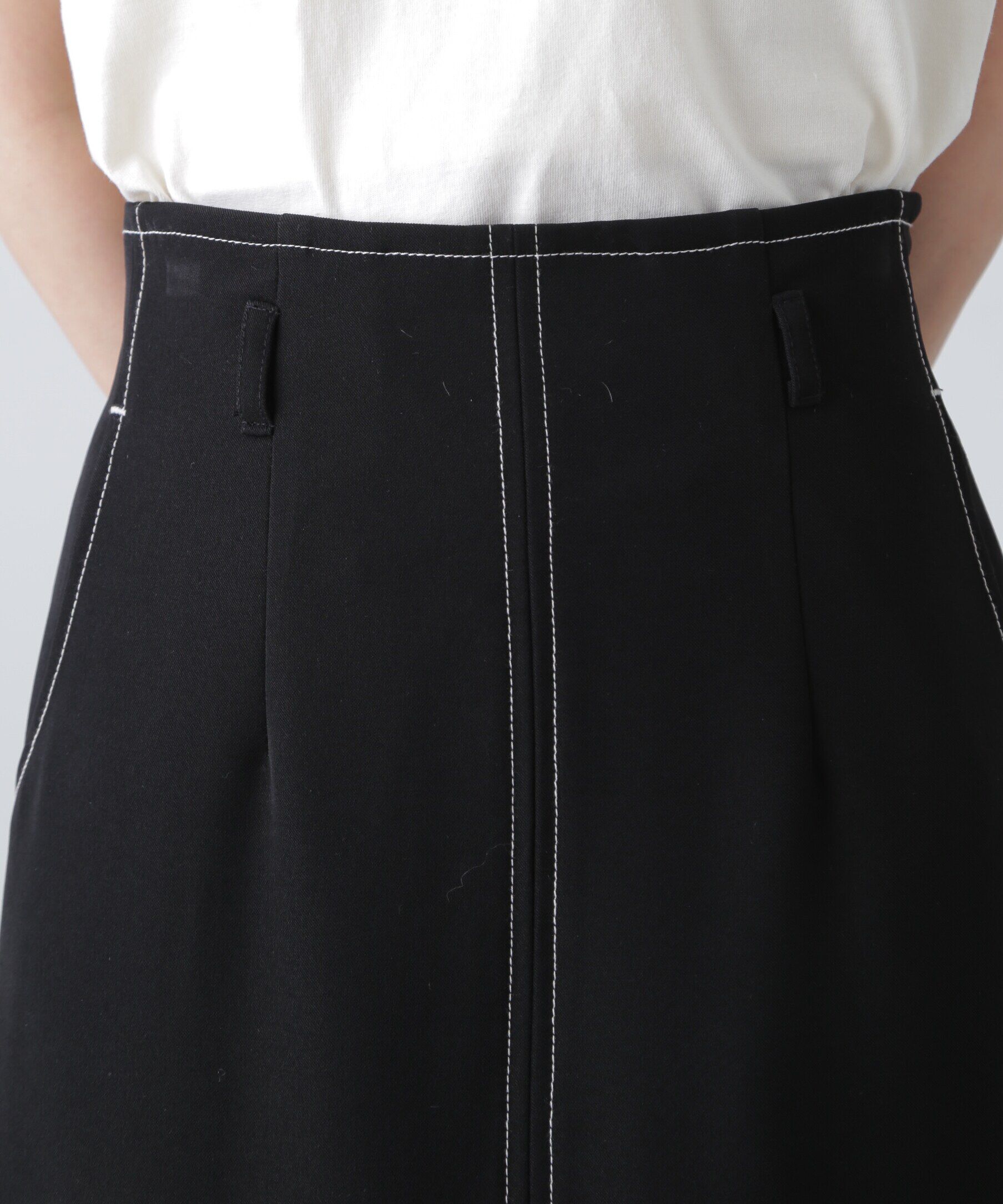  「配色ステッチハイウエストナロースカート」|スカート|