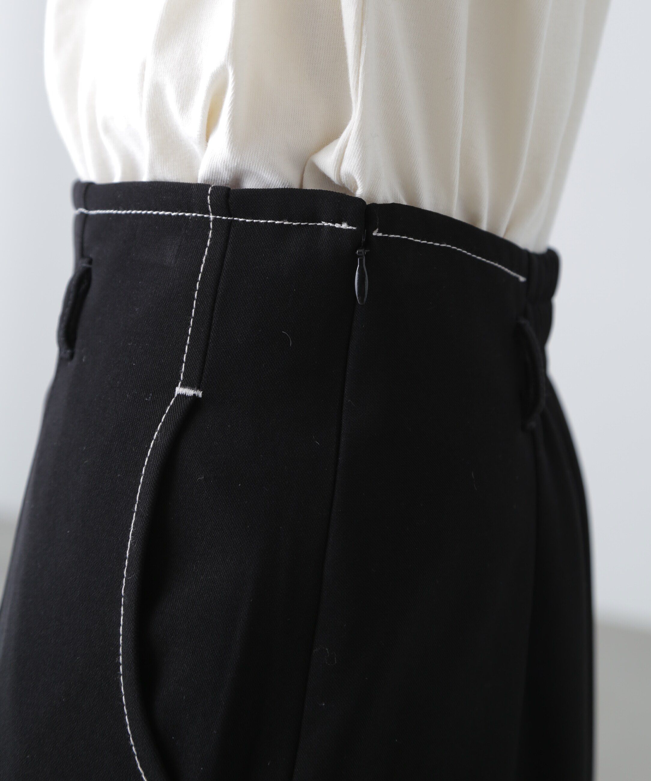  「配色ステッチハイウエストナロースカート」|スカート|