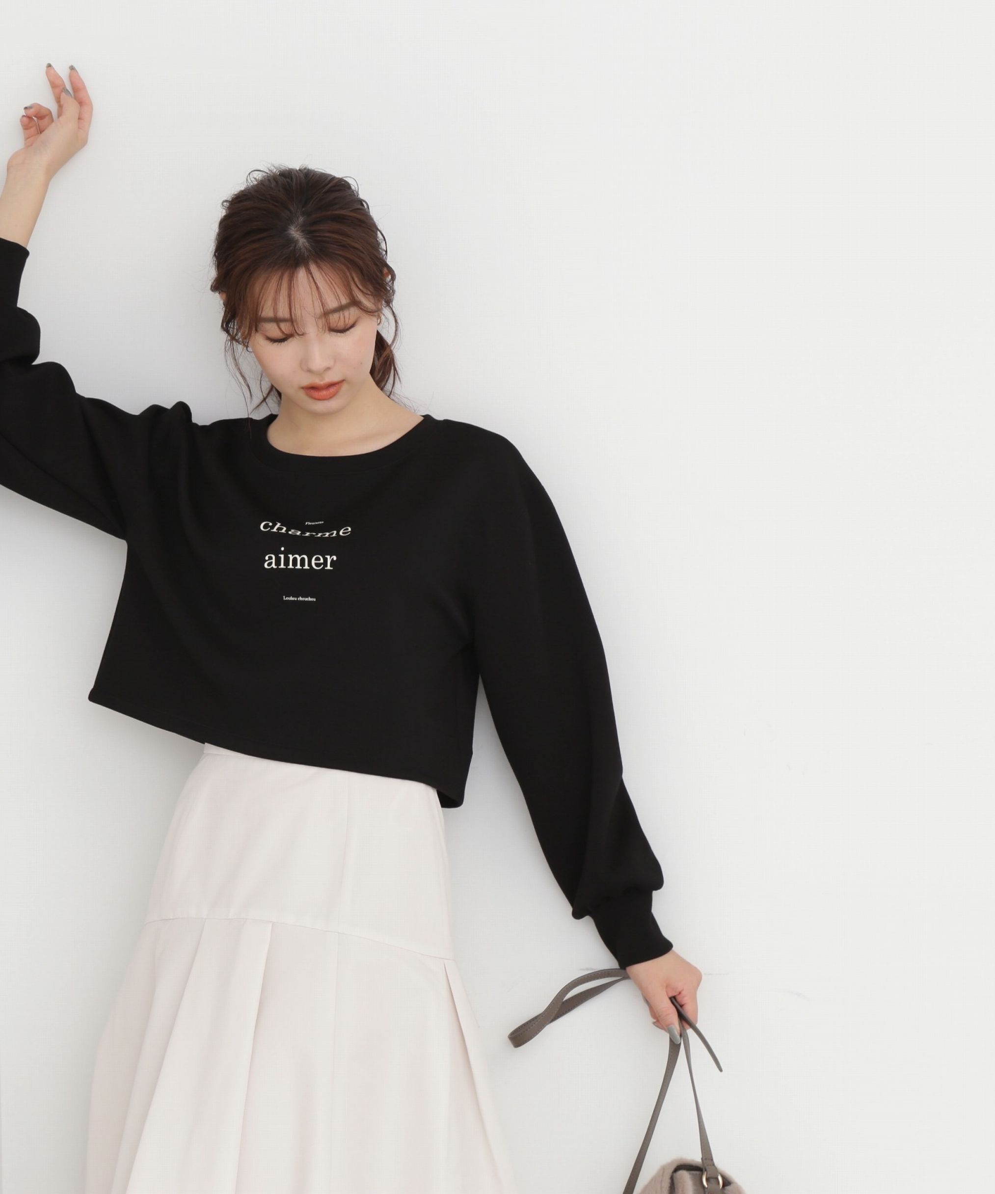 PROPORTION BODY DRESSING「ロゴデザインショート丈プルオーバー」|Tシャツ・カットソー|ブラック