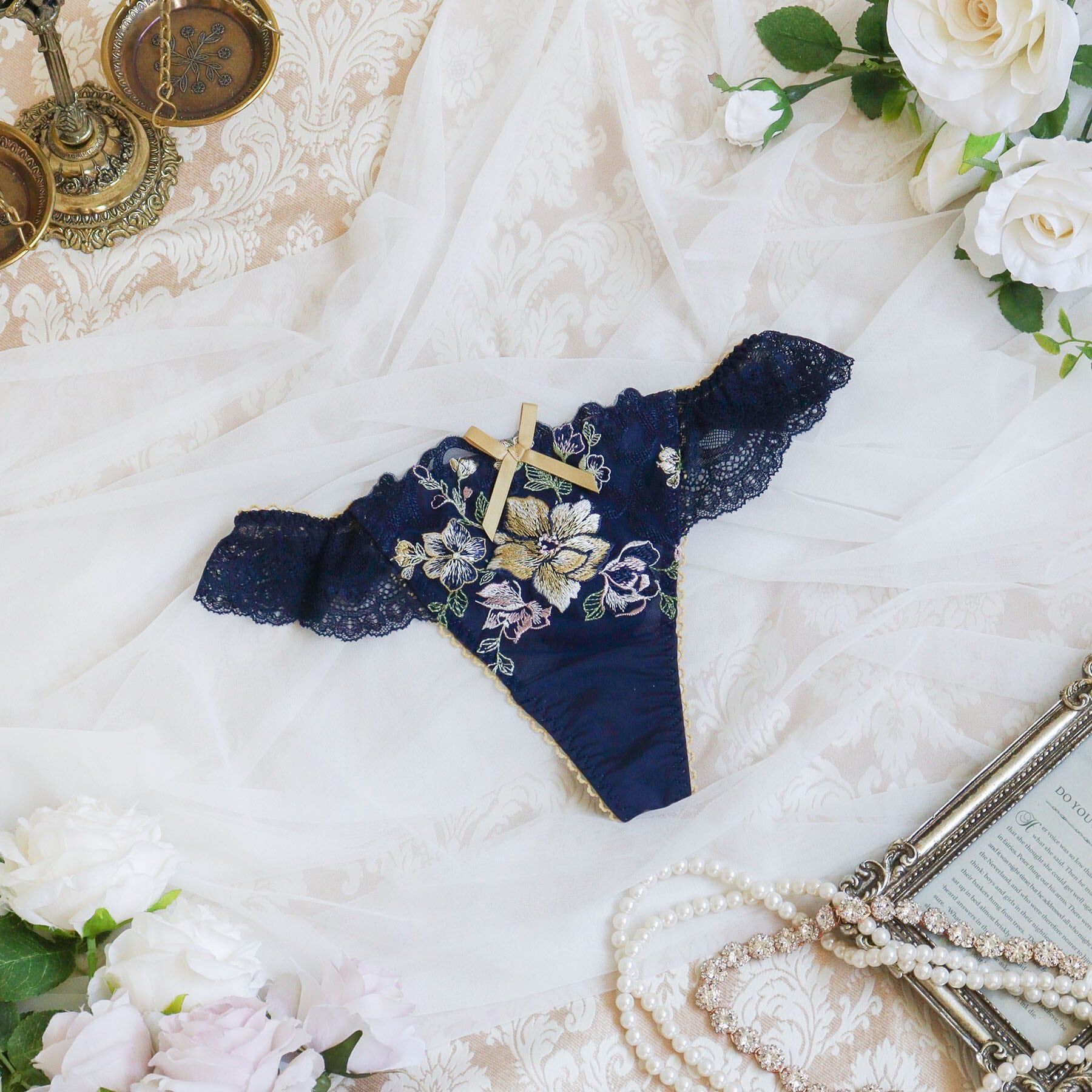 Risa Magli「エリオット Tバックショーツ」|インナー|ネイビー(094)