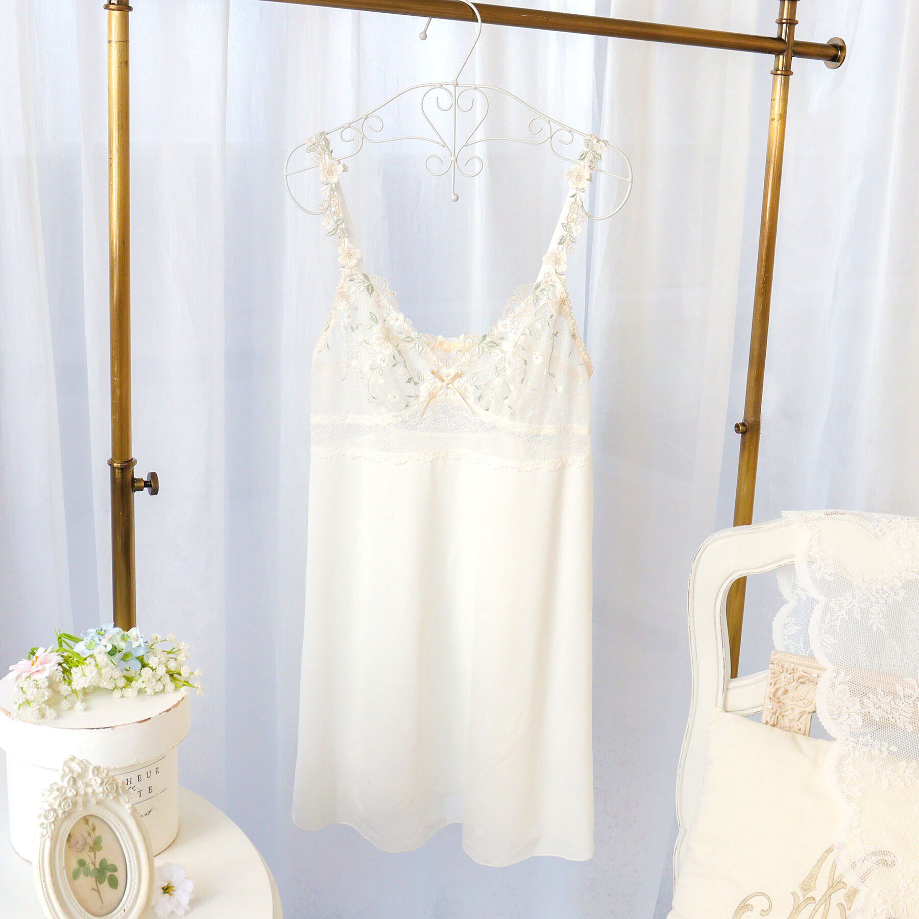 Risa Magli「シュクリエ スリップ」|キャミソール|ホワイト(001)