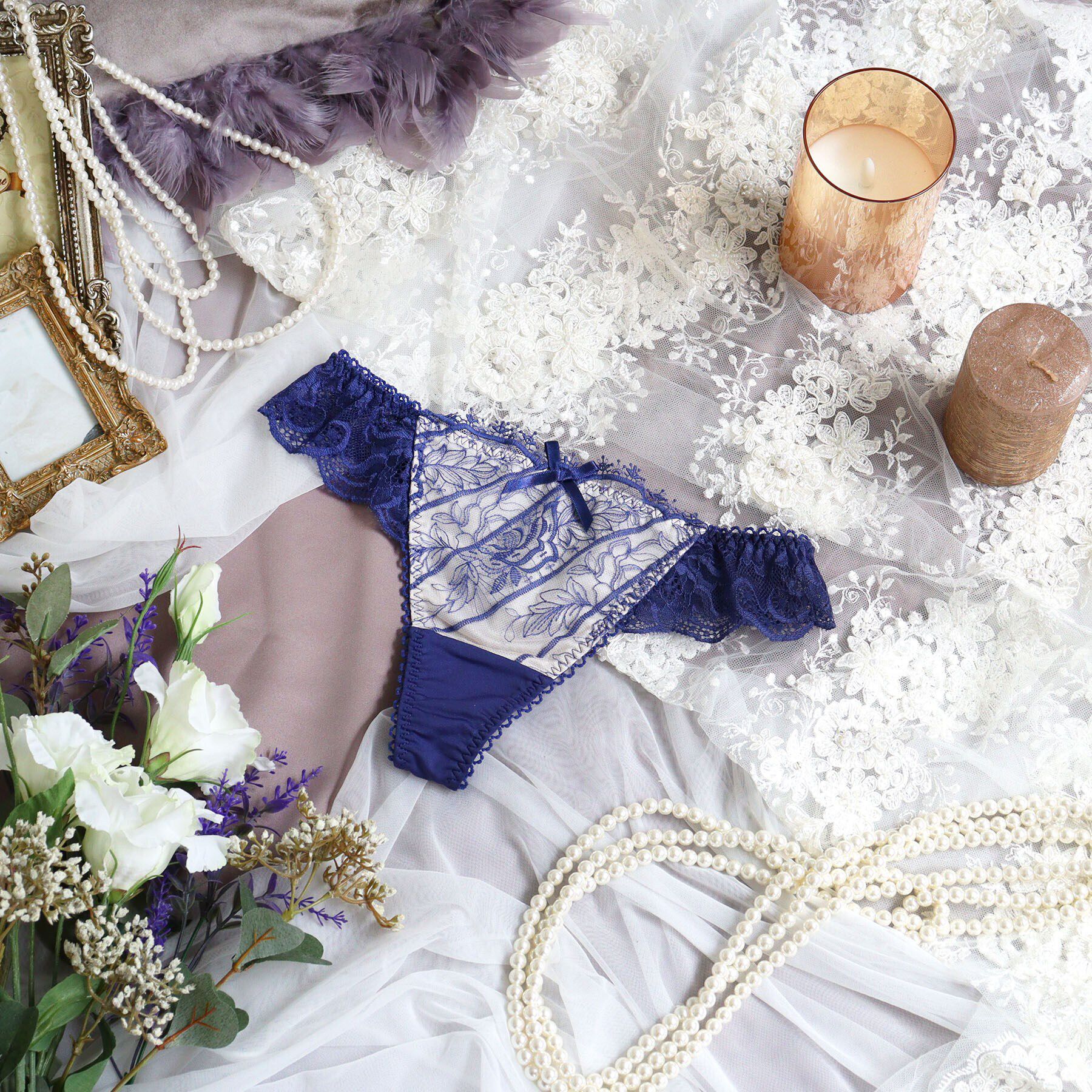 Risa Magli「ジョセリン Tバックショーツ」|インナー|ブルー(092)