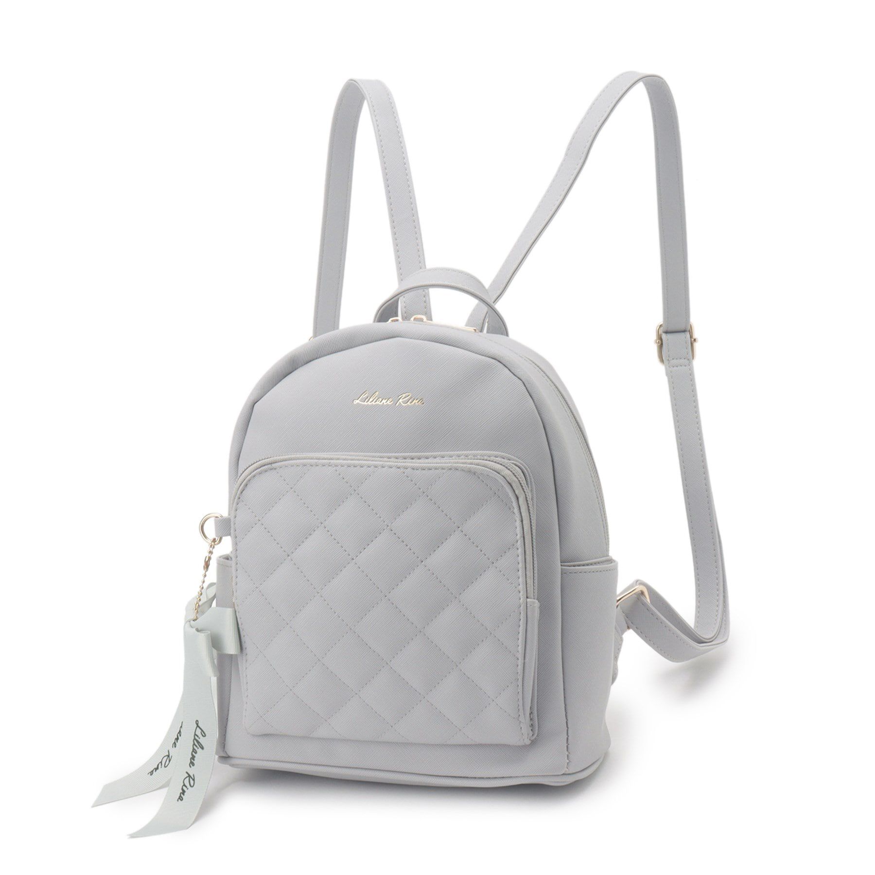 Ober Tashe「リボンチャーム付キルティングミニリュック」|リュック|ｸﾞﾚｰ(012)