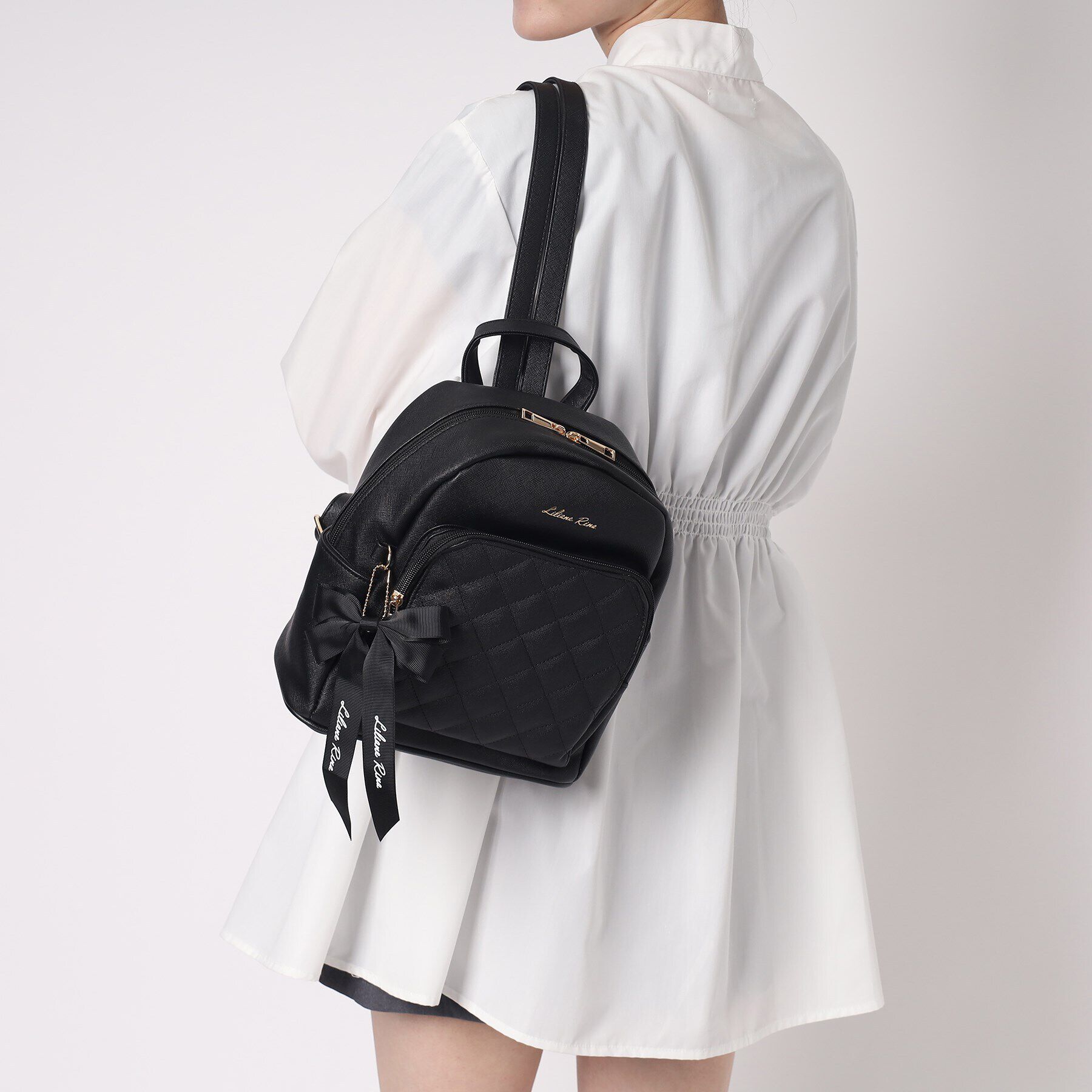 Ober Tashe「リボンチャーム付キルティングミニリュック」|リュック|