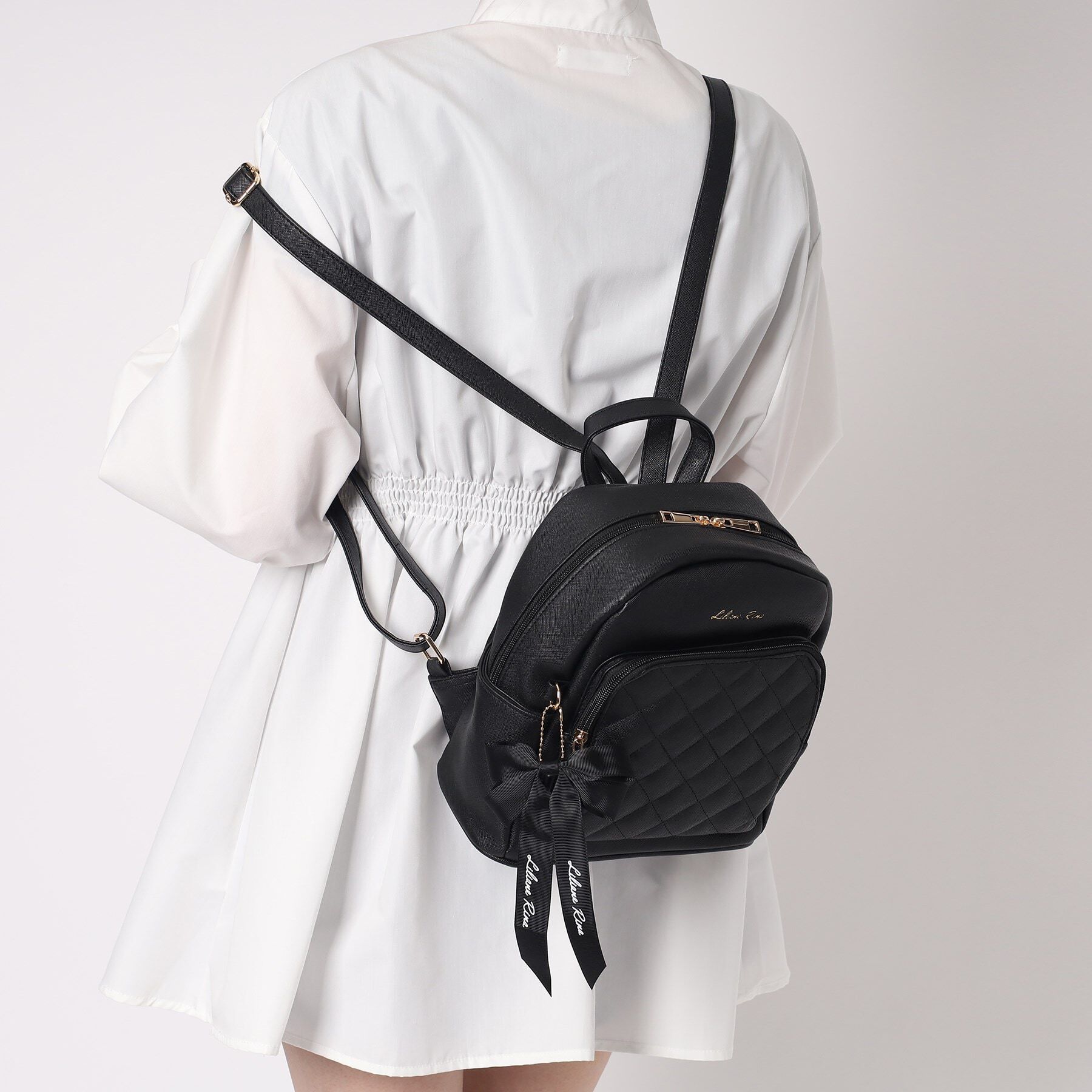 Ober Tashe「リボンチャーム付キルティングミニリュック」|リュック|