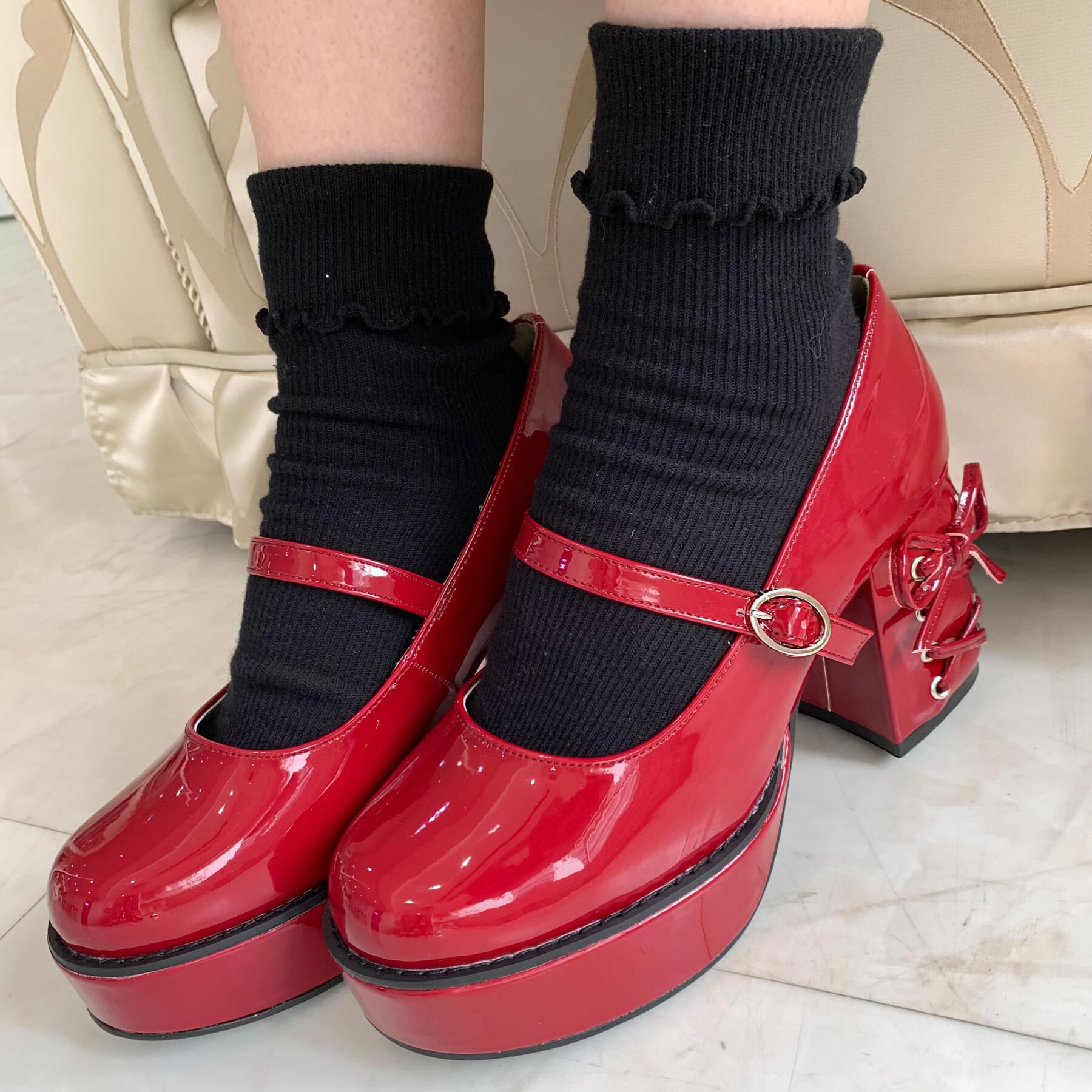 csT&P「厚底ヒールレースアップパンプス」|パンプス|