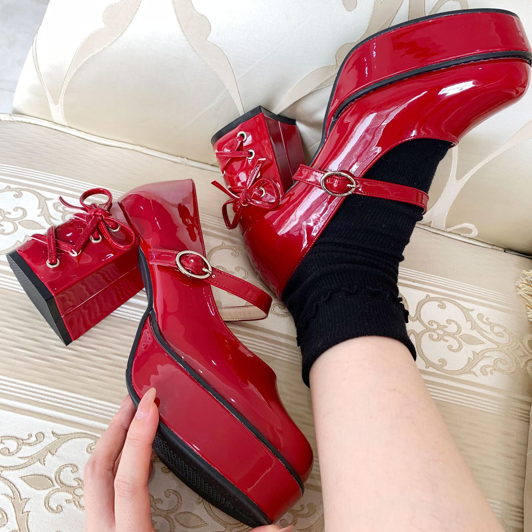 csT&P「厚底ヒールレースアップパンプス」|パンプス|