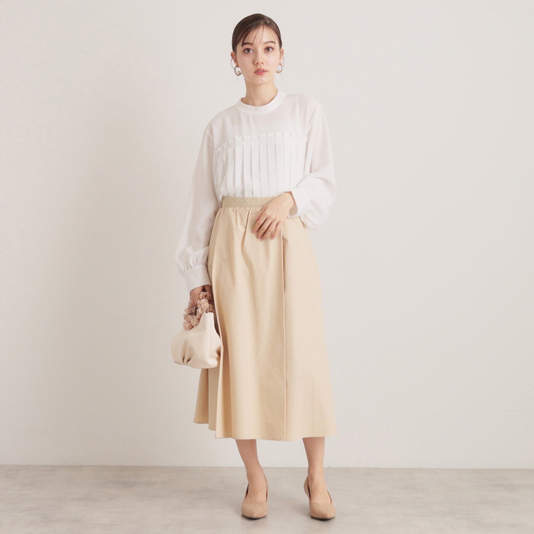 SunaUna「【定番シルエット／春カラー】タフタフレアスカート」|スカート|