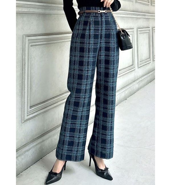 RESEXXY「ツイードワイドパンツ【セットアップ着用可能】」|その他|ブルー