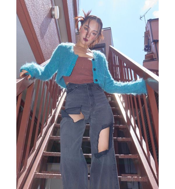 EVRIS「シャギークロップドニットトップス」|ニット・セーター|