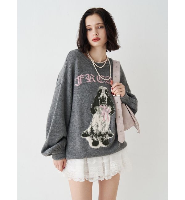 jouetie「DOGジャガードルーズニット」|ニット・セーター|