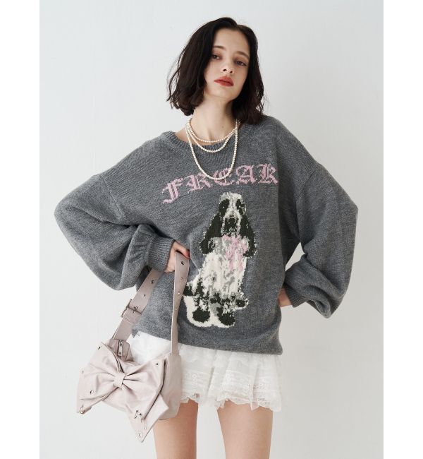 jouetie「DOGジャガードルーズニット」|ニット・セーター|