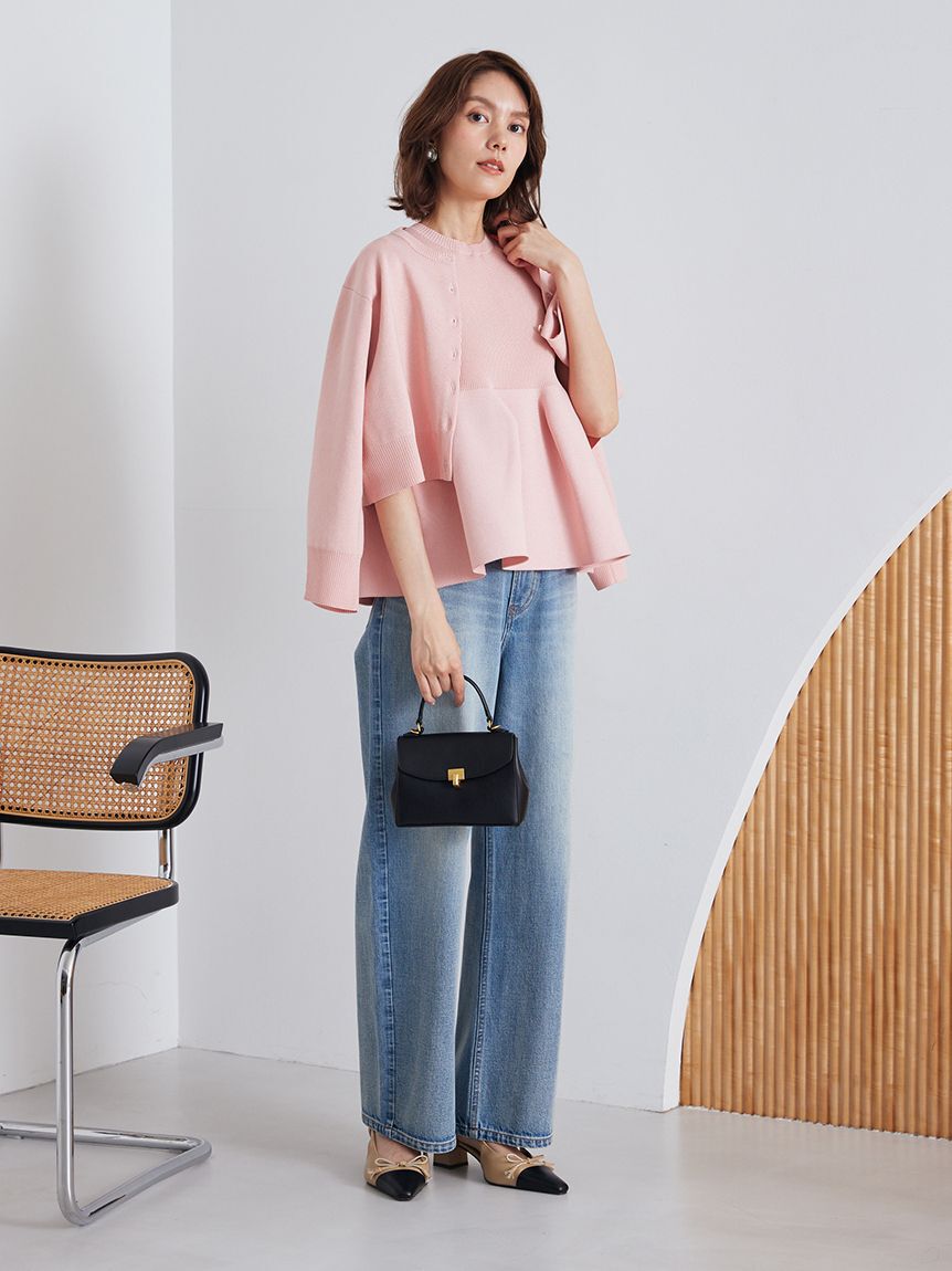 Mila Owen「【USAGI ONLINE・ZOZOTOWN限定カラー】フォルムアンサンブルくるみ釦ショートカーデ」|カーディガン|