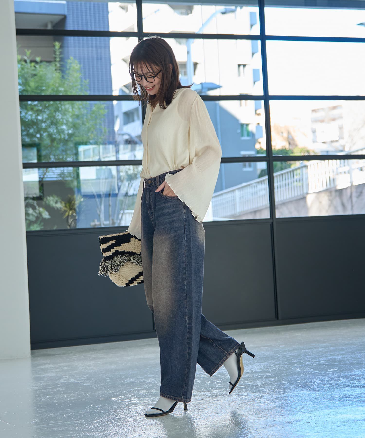 STYLE DELI「ユーズドライクワイドデニム」|デニム|